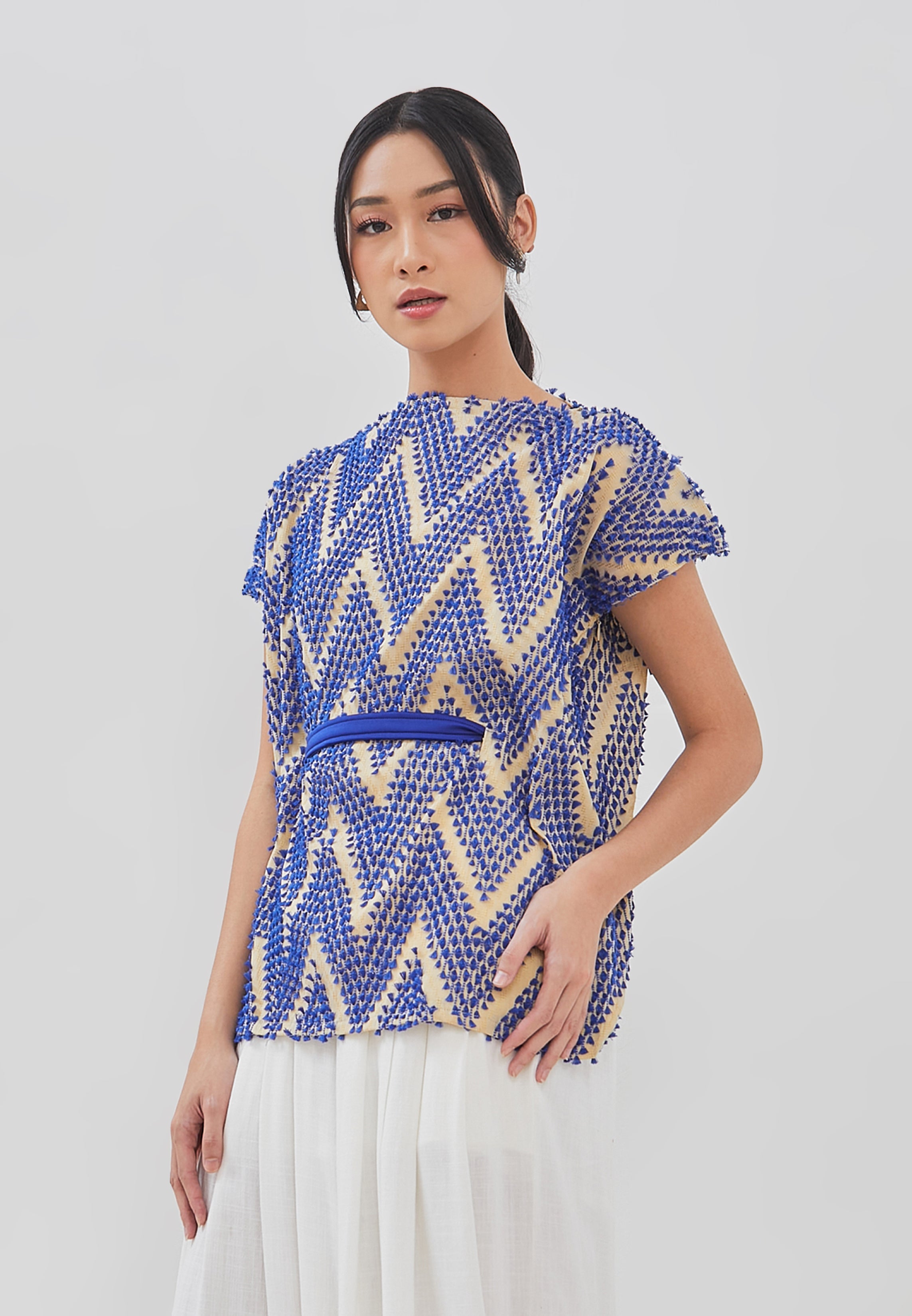 3D Tenun Blue Magic Top