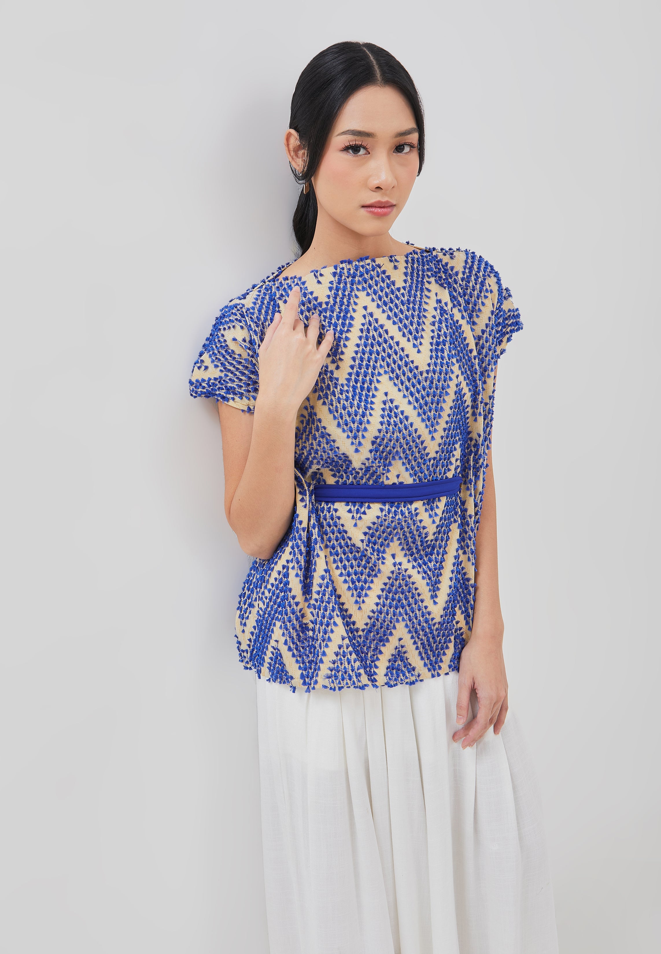 3D Tenun Blue Magic Top