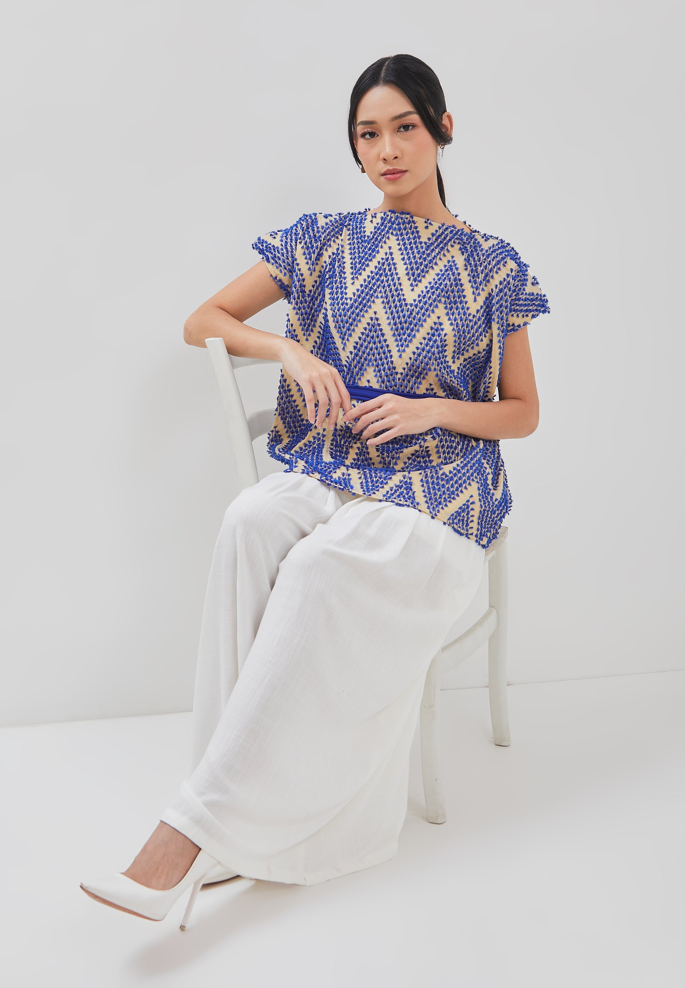 3D Tenun Blue Magic Top