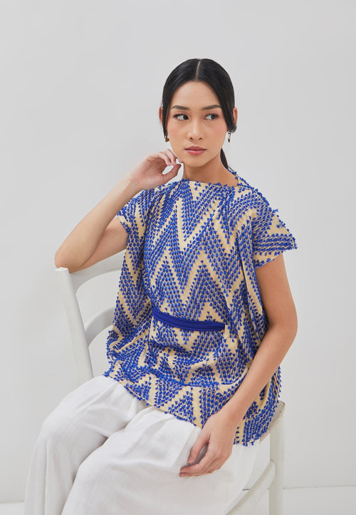 3D Tenun Blue Magic Top