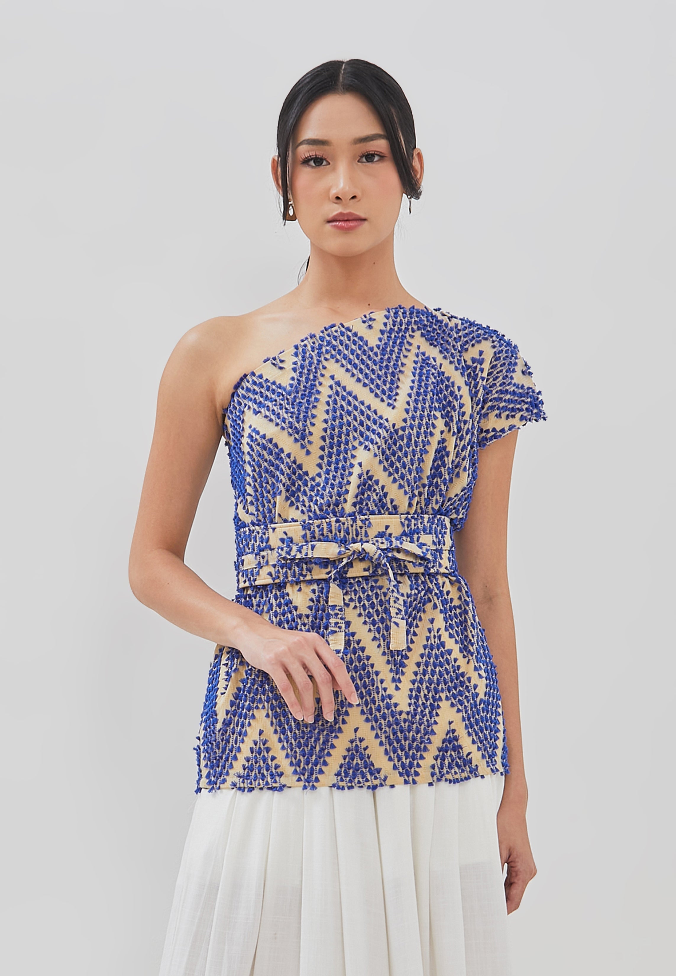 3D Tenun Blue Magic Top
