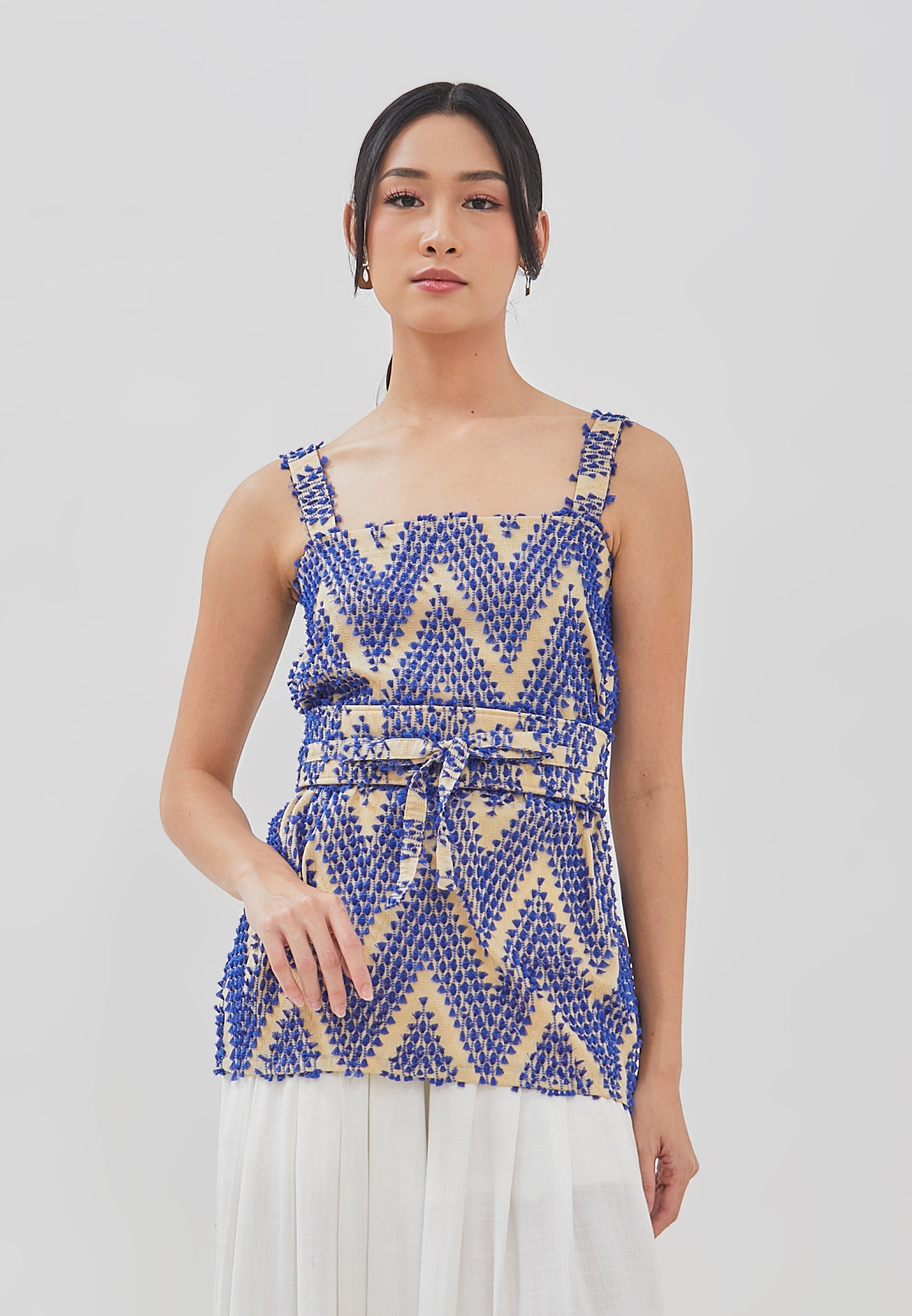 3D Tenun Blue Magic Top