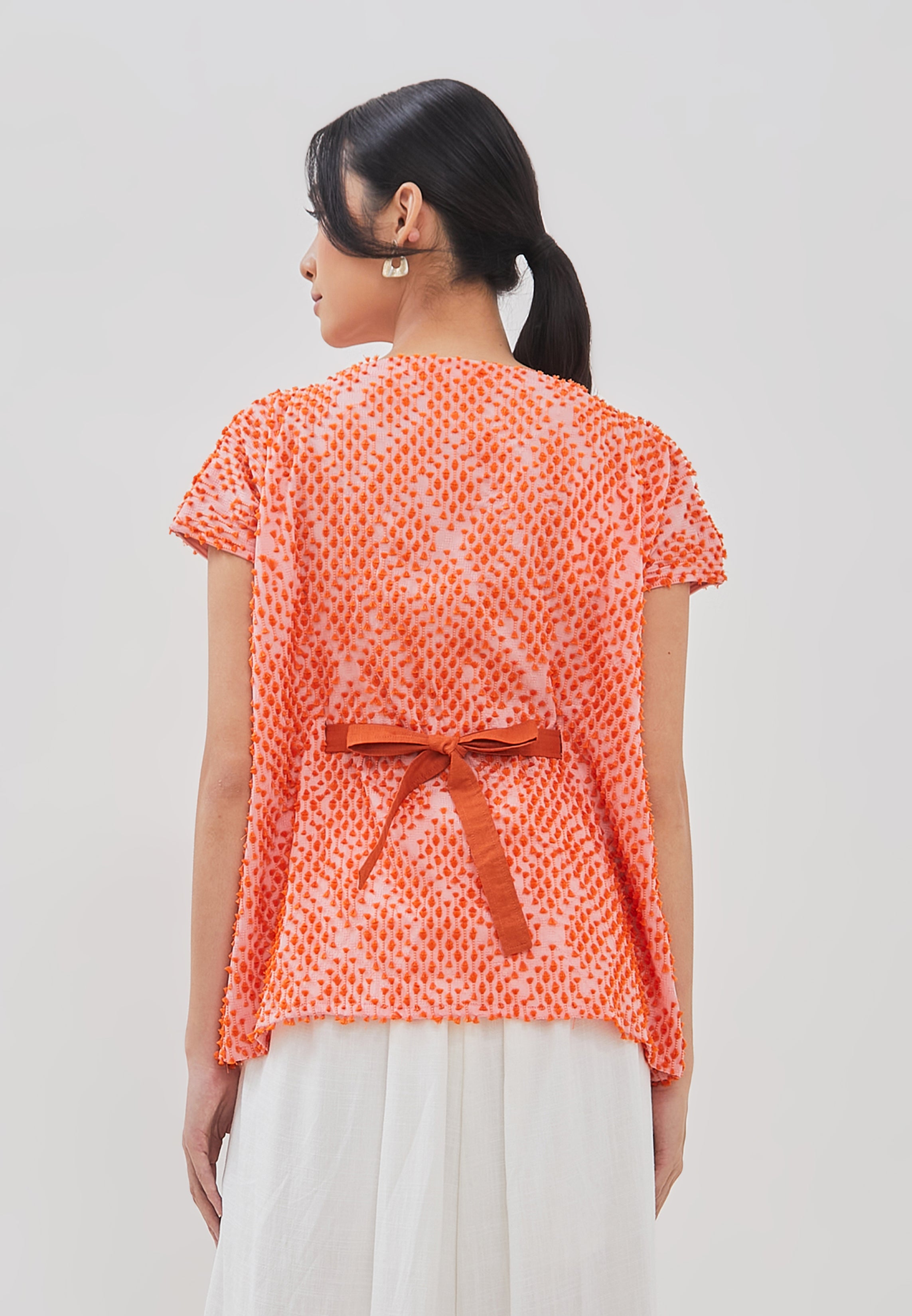 3D Tenun Orange Magic Top