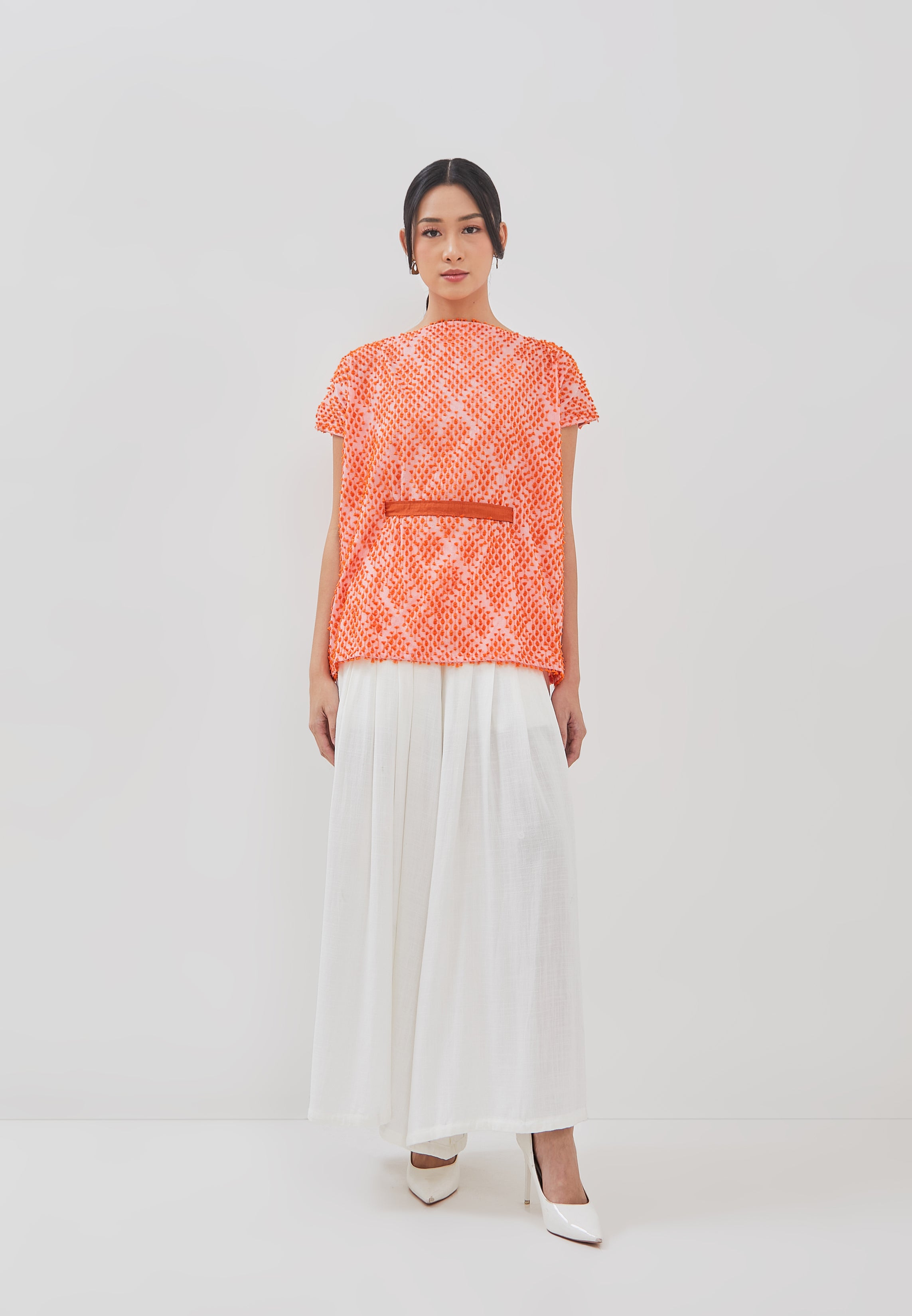 3D Tenun Orange Magic Top