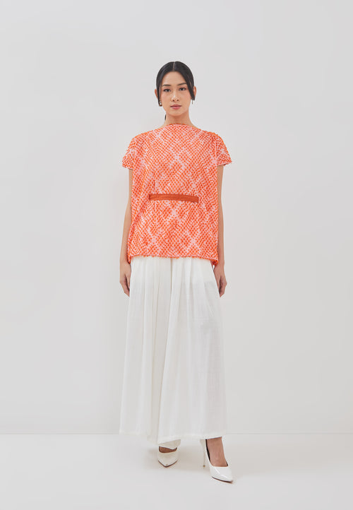 3D Tenun Orange Magic Top