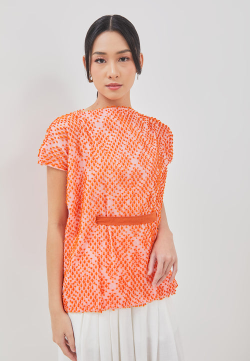3D Tenun Orange Magic Top