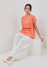 3D Tenun Orange Magic Top