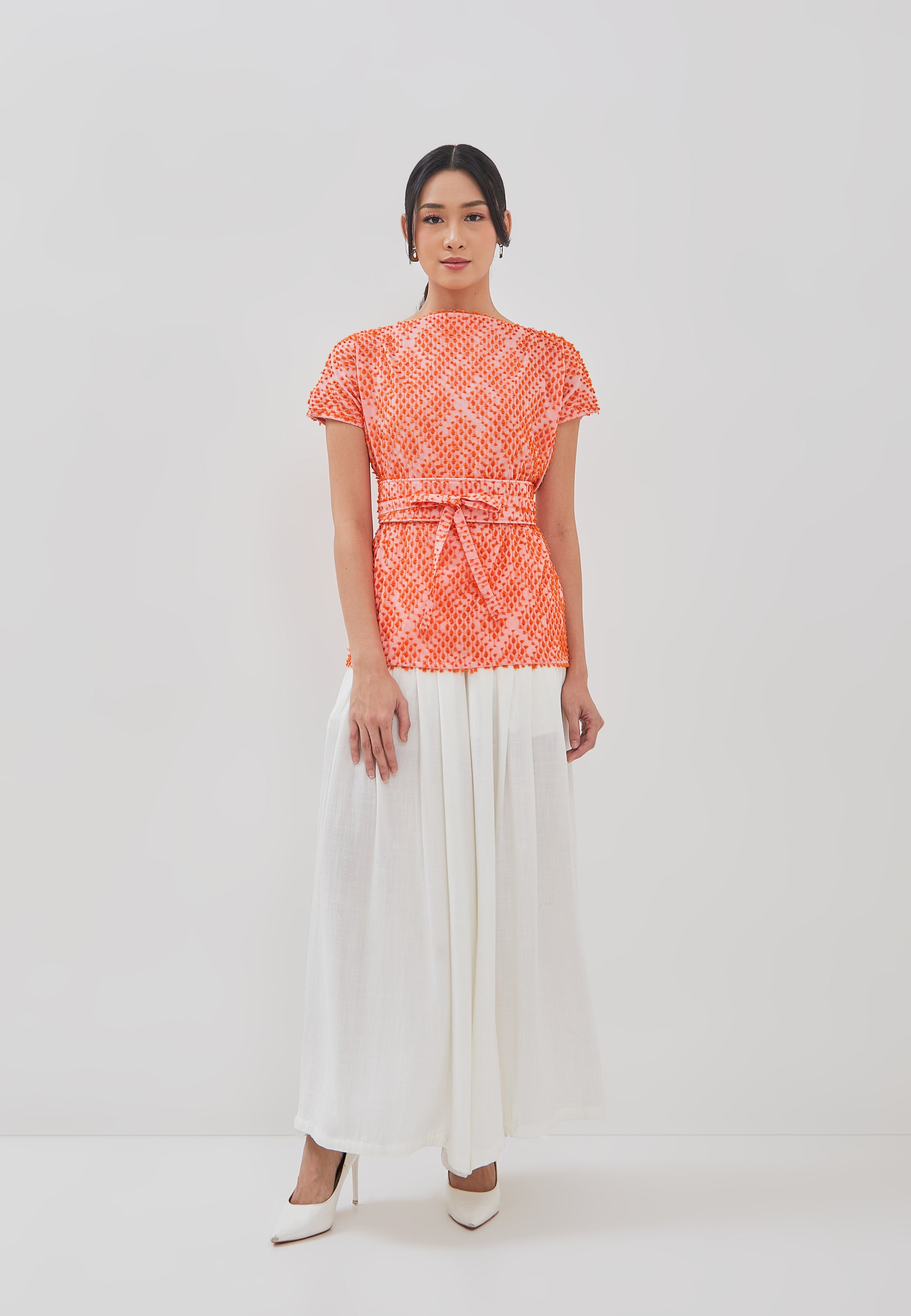 3D Tenun Orange Magic Top