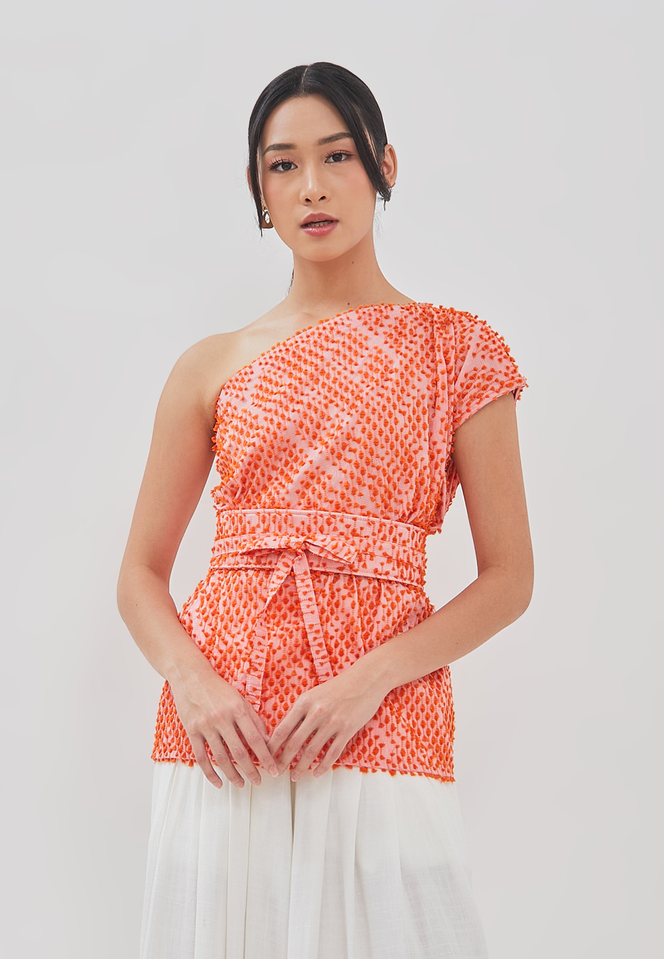 3D Tenun Orange Magic Top