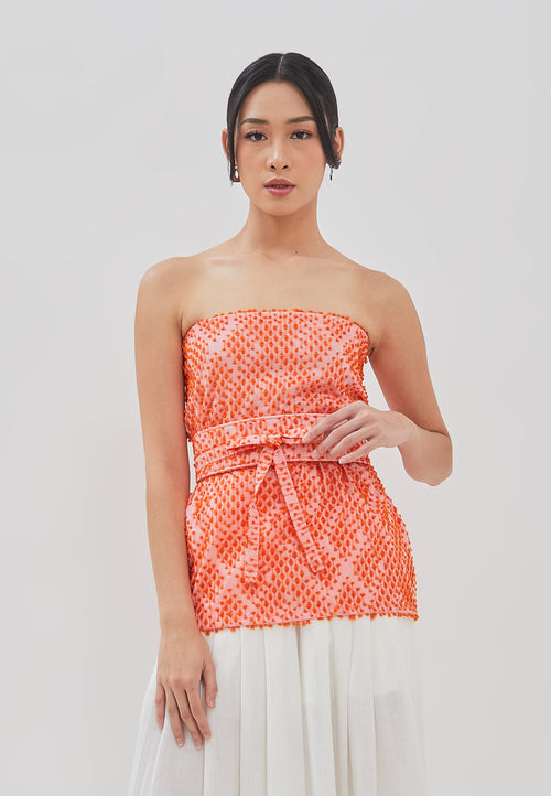 3D Tenun Orange Magic Top