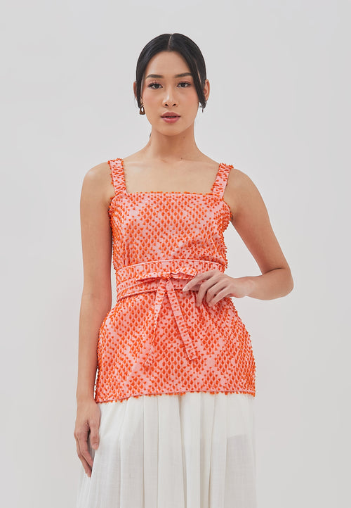 3D Tenun Orange Magic Top
