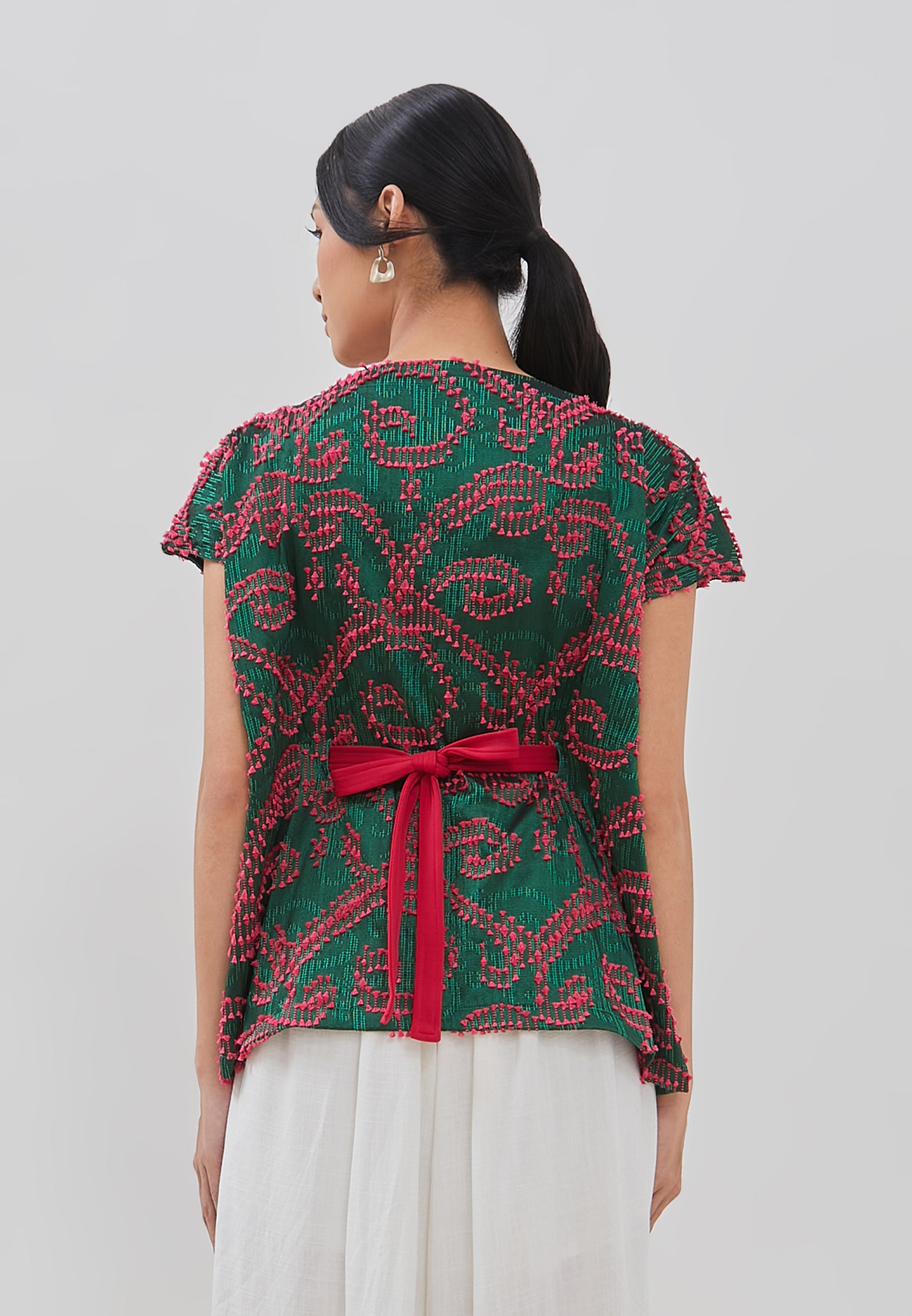3D Tenun Green Magic Top