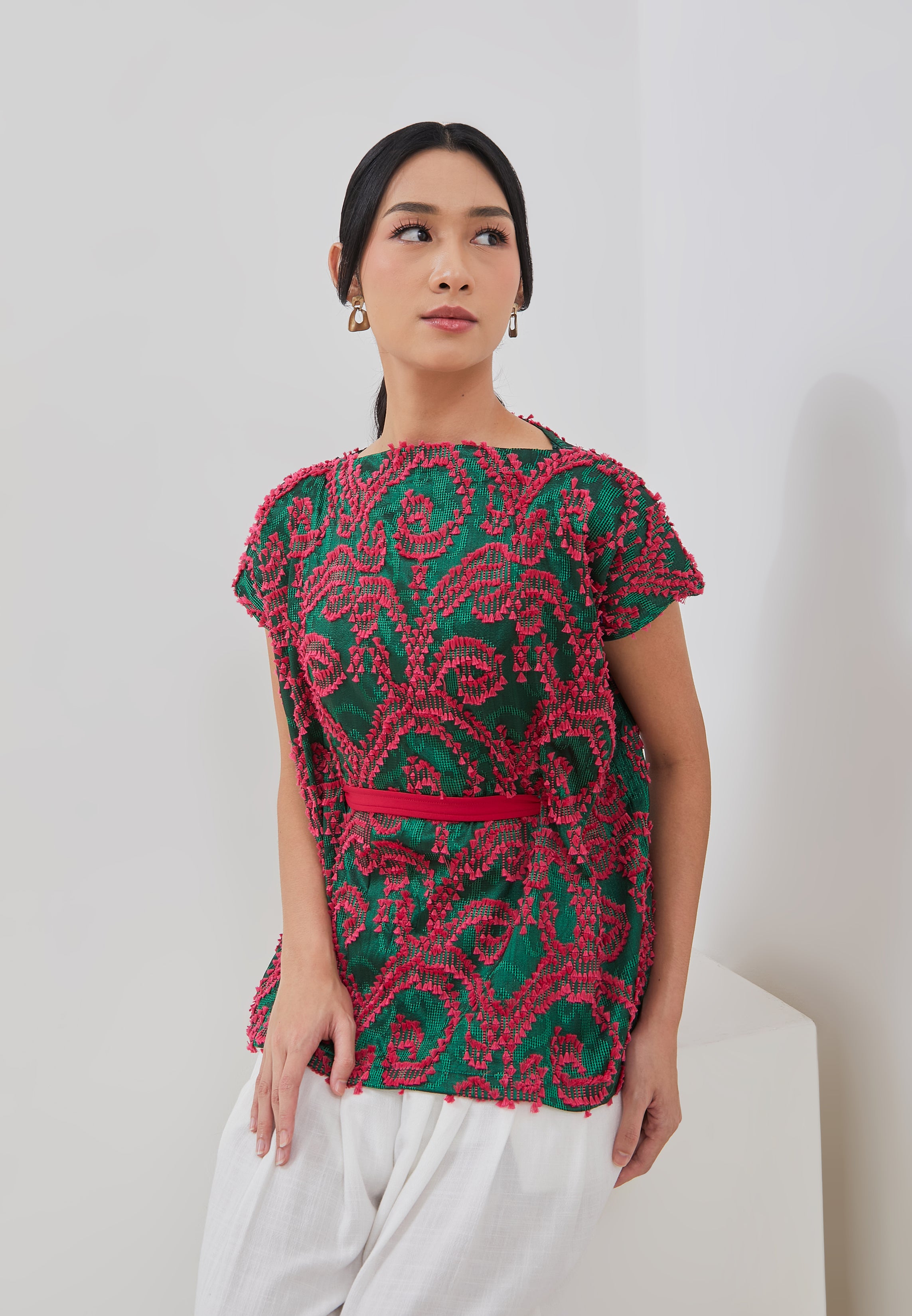 3D Tenun Green Magic Top