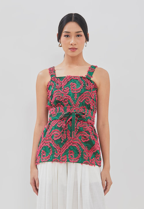 3D Tenun Green Magic Top