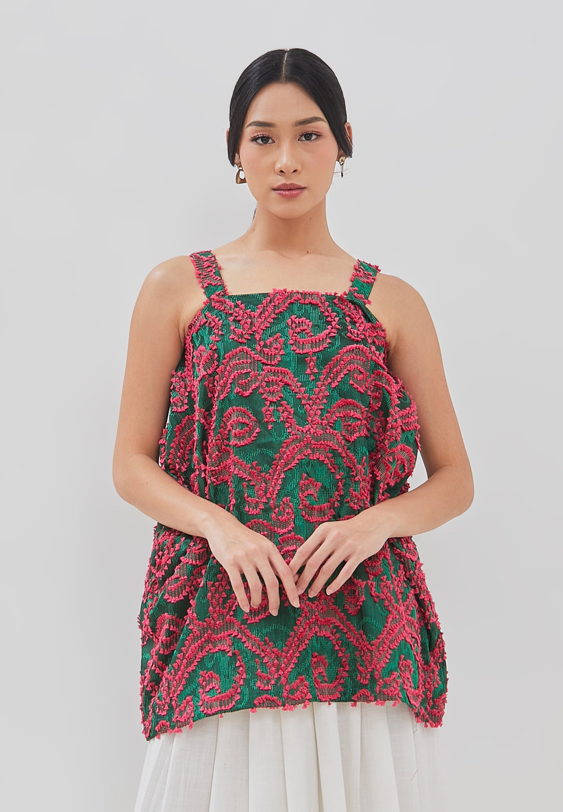 3D Tenun Green Magic Top