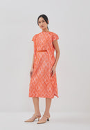 3D Tenun Orange Magic Dress