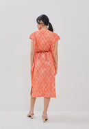 3D Tenun Orange Magic Dress