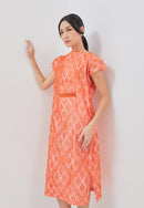3D Tenun Orange Magic Dress