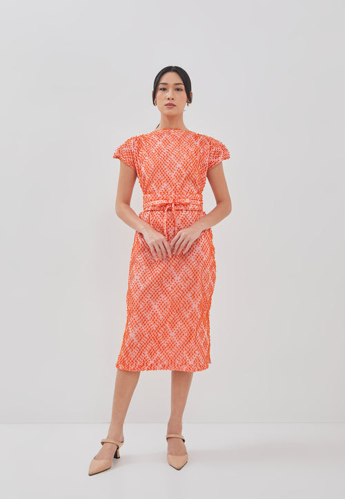 3D Tenun Orange Magic Dress
