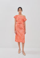 3D Tenun Orange Magic Dress