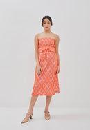 3D Tenun Orange Magic Dress