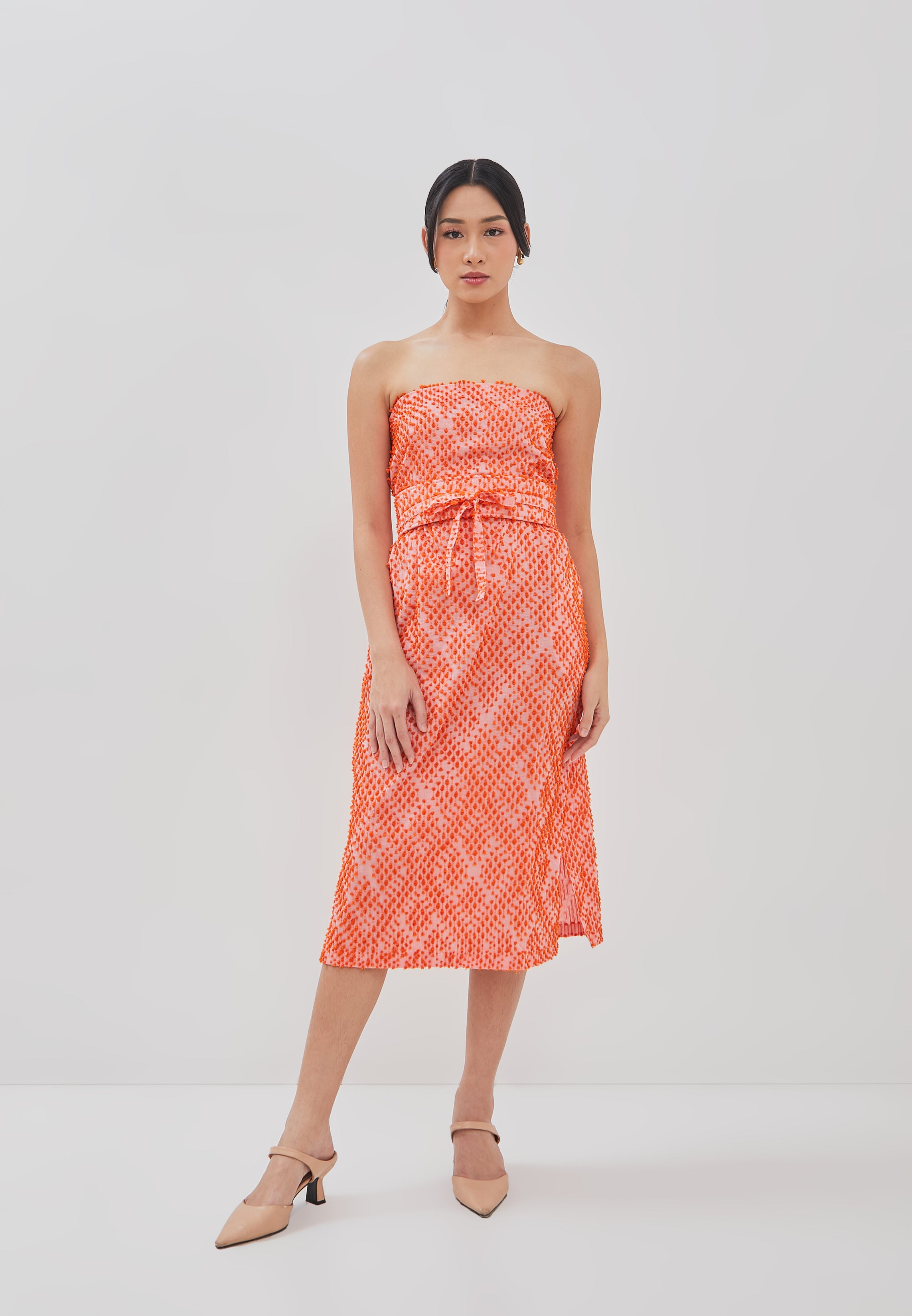 3D Tenun Orange Magic Dress