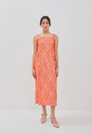 3D Tenun Orange Magic Dress