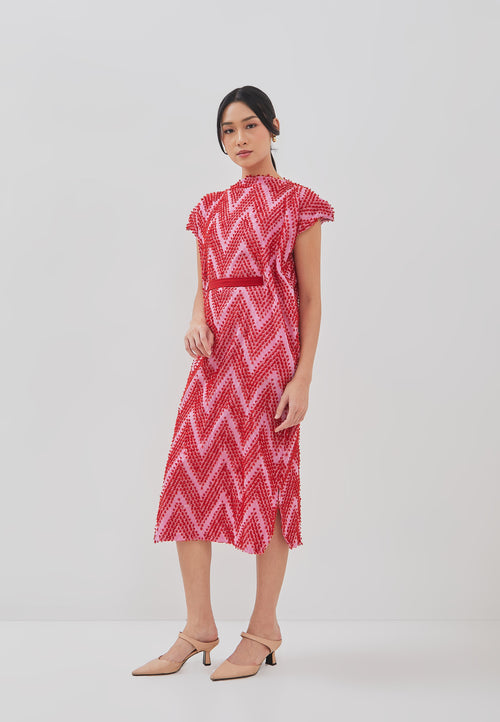 3D Tenun Fuchsia Magic Dress