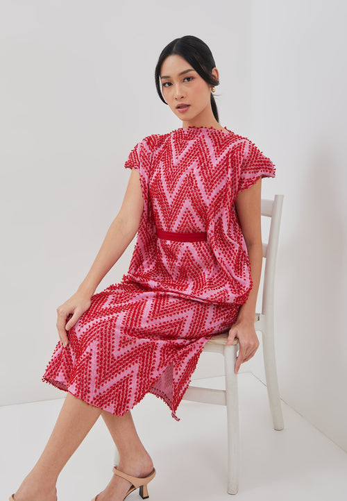 3D Tenun Fuchsia Magic Dress