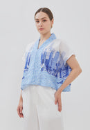 SINGAPORE SKYLINE Blue Kimono Top
