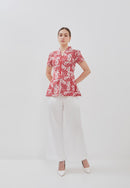 BANGKIT Red Batik Kebaya Peplum Top