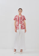 BANGKIT Red Batik Kebaya Peplum Top