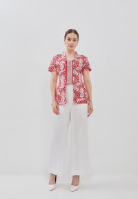 BANGKIT Red Batik Kebaya Peplum Top
