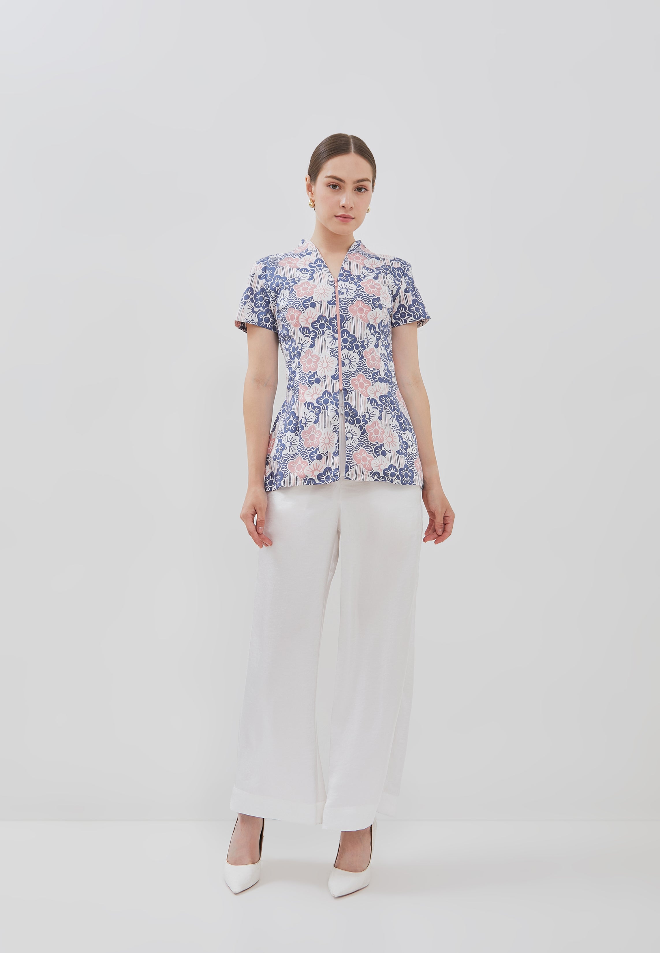 BANGKIT Blue & Pink Batik Kebaya Peplum Top
