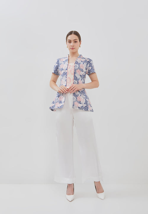 BANGKIT Blue & Pink Batik Kebaya Peplum Top