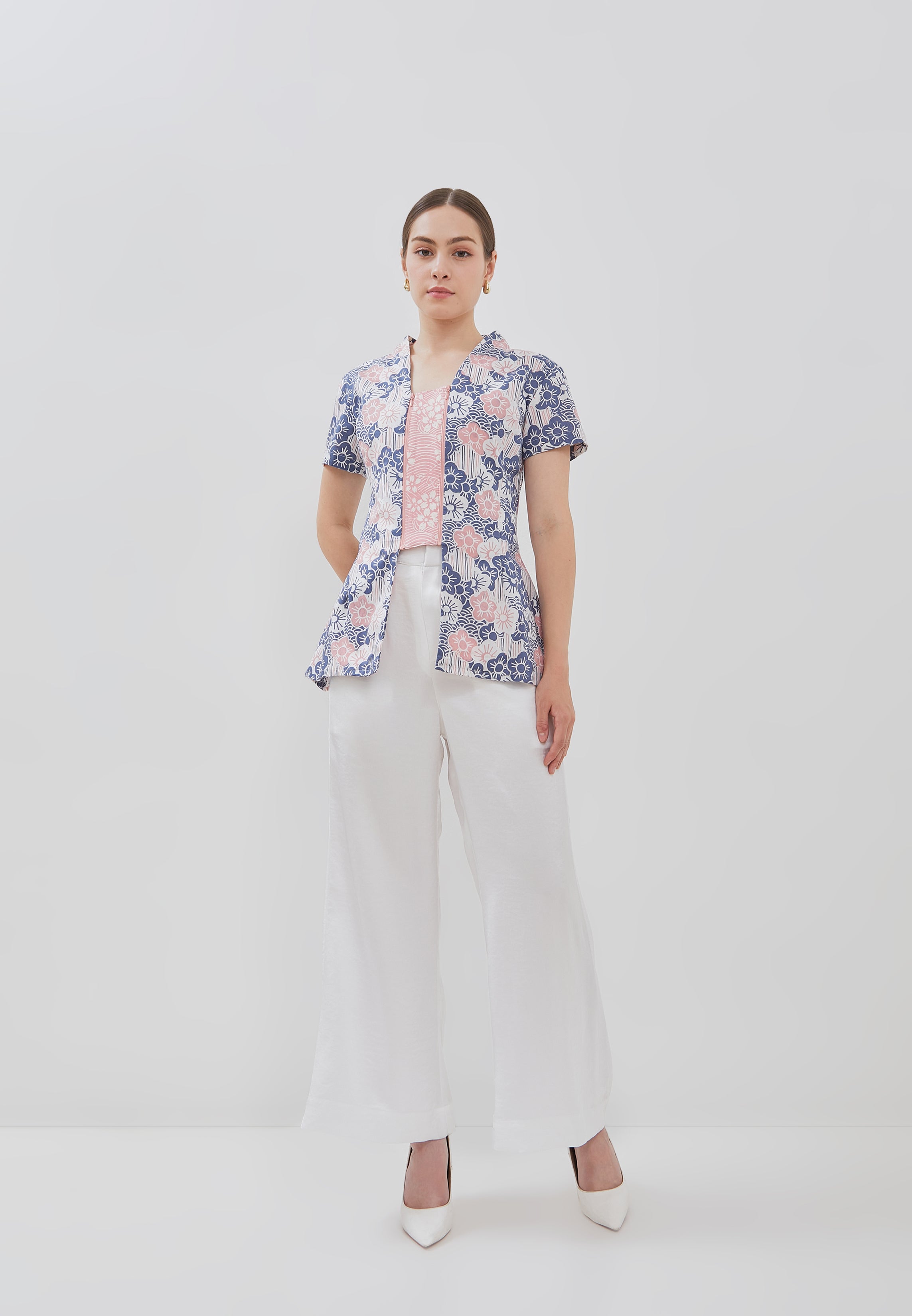 BANGKIT Blue & Pink Batik Kebaya Peplum Top