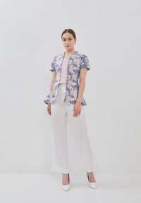 BANGKIT Blue & Pink Batik Kebaya Peplum Top
