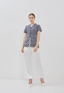 PEACOCK Navy Batik Kebaya Peplum Top