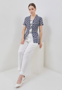 PEACOCK Navy Batik Kebaya Peplum Top