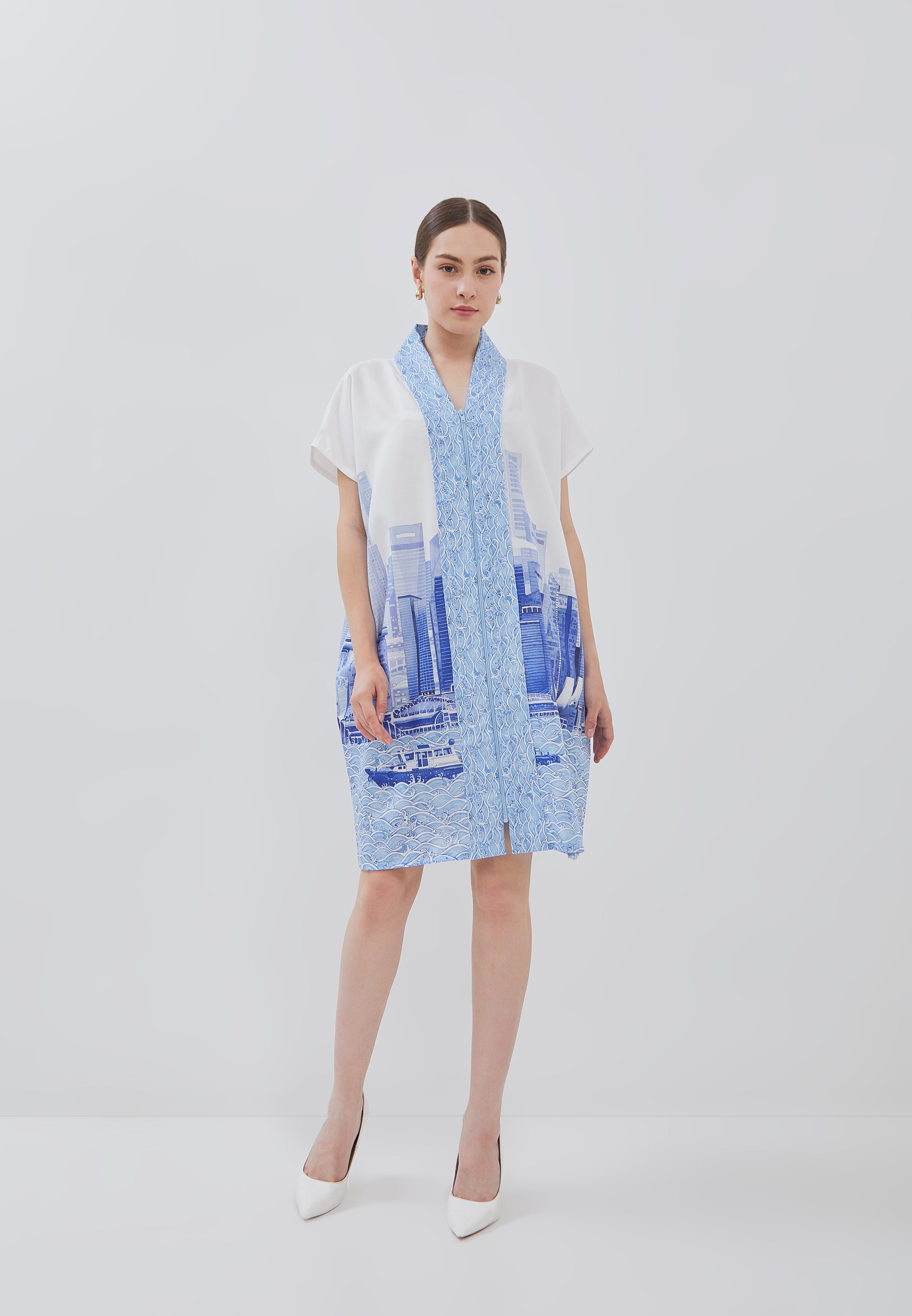 SINGAPORE SKYLINE Blue Nyonya Dress