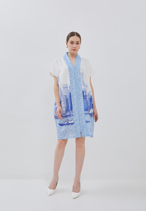 SINGAPORE SKYLINE Blue Nyonya Dress