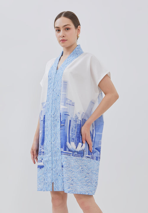 SINGAPORE SKYLINE Blue Nyonya Dress