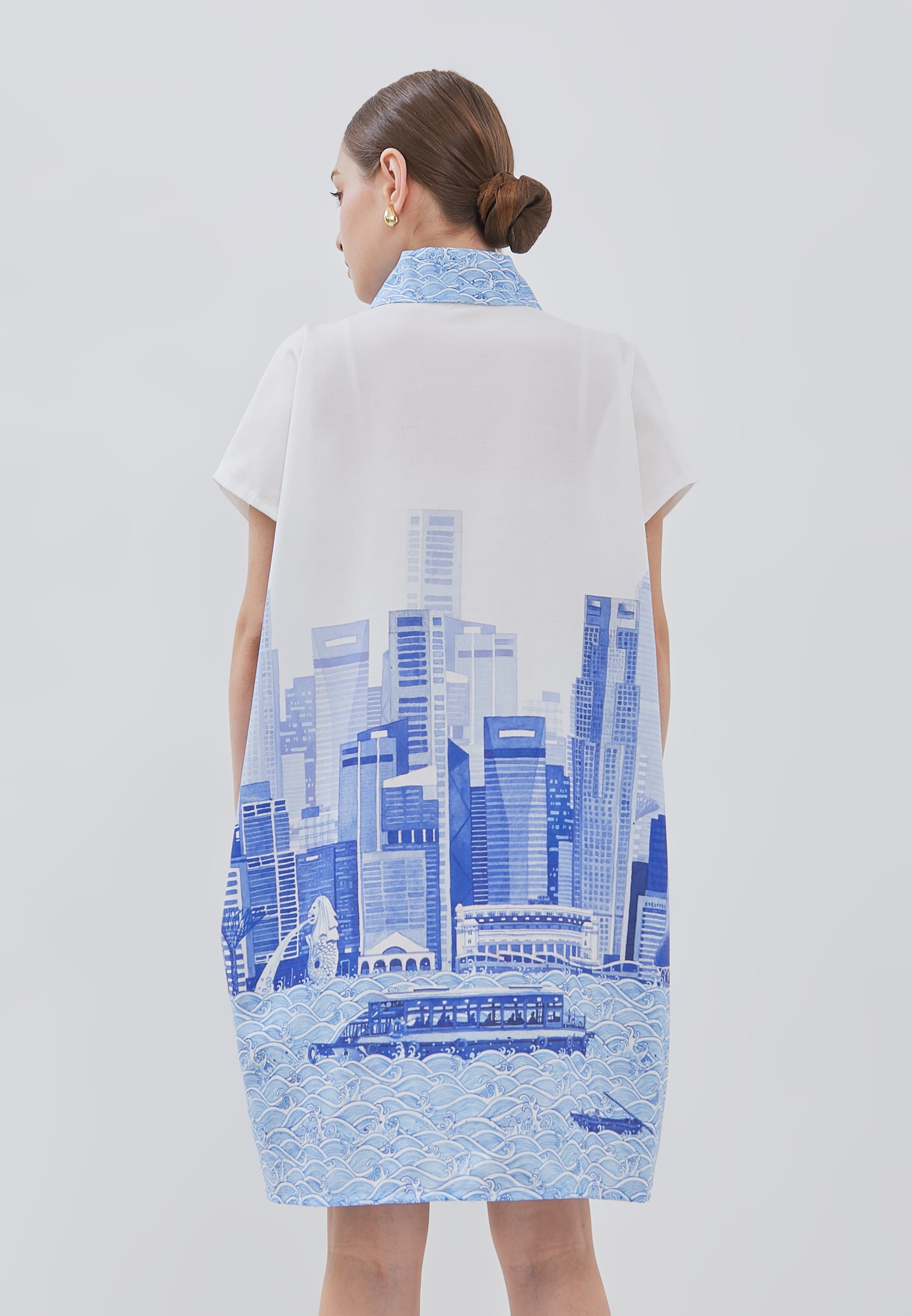 SINGAPORE SKYLINE Blue Nyonya Dress