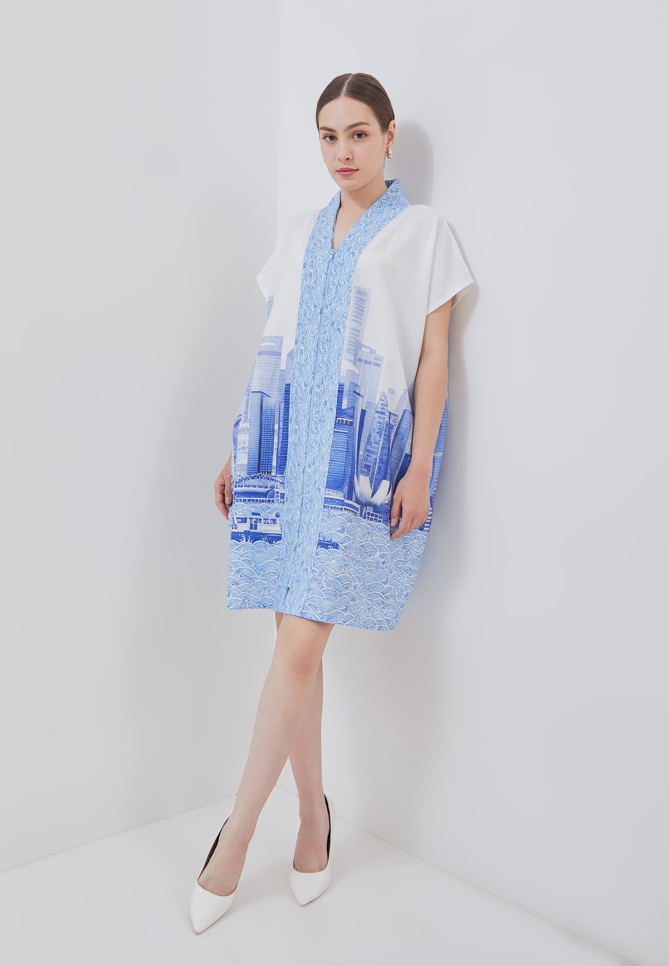 SINGAPORE SKYLINE Blue Nyonya Dress