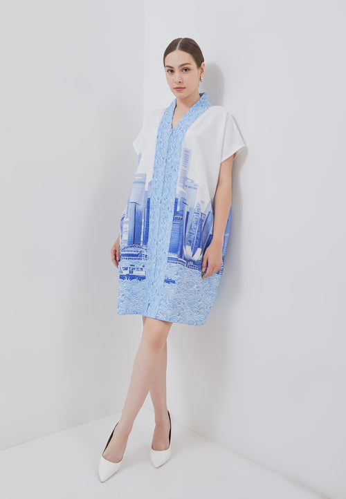SINGAPORE SKYLINE Blue Nyonya Dress