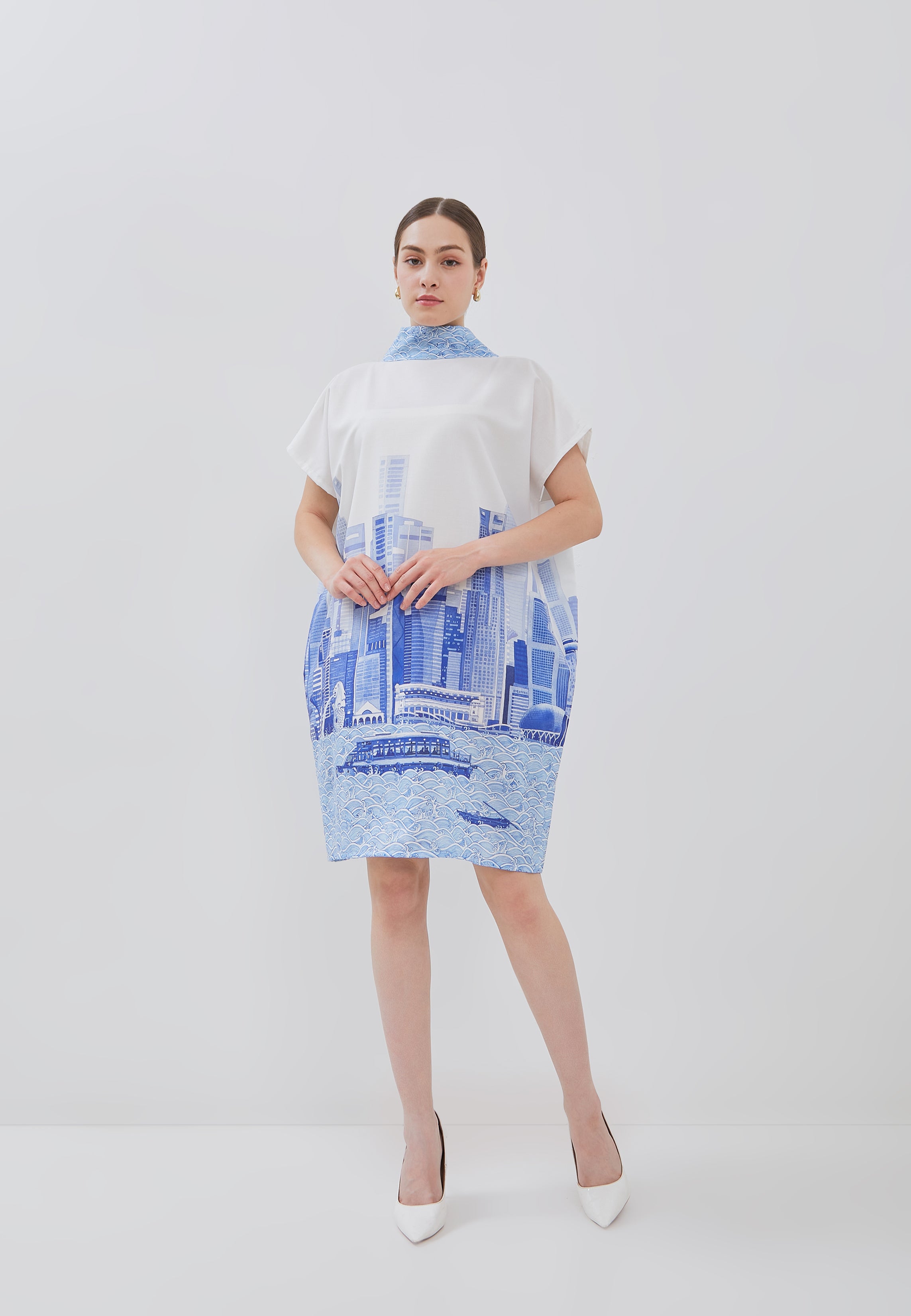 SINGAPORE SKYLINE Blue Nyonya Dress