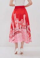 SINGAPORE SKYLINE Red Circle Skirt