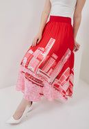 SINGAPORE SKYLINE Red Circle Skirt