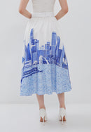 SINGAPORE SKYLINE Blue Circle Skirt