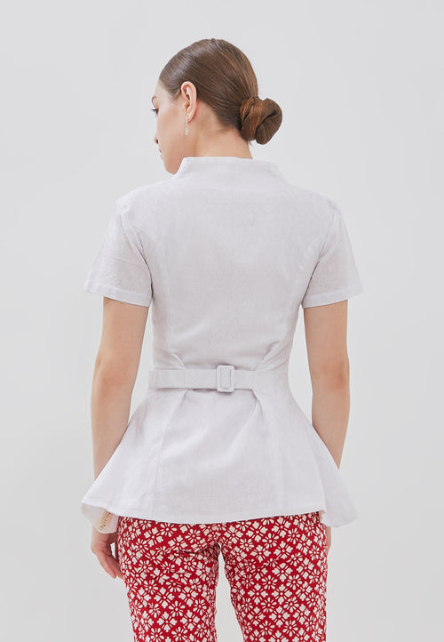 WHITE Kebaya Peplum Top